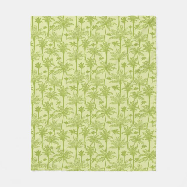 Green Palm Trees Pattern Fleece Blanket (Front)