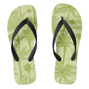 Green Palm Trees Pattern Flip Flops