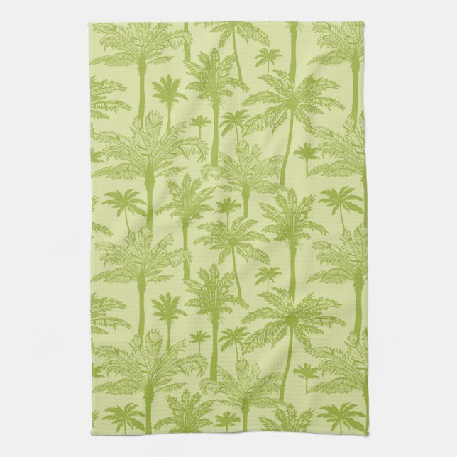 Green Palm Trees Pattern Kitchen Towel (Vertical)