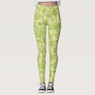 Green Palm Trees Pattern Leggings