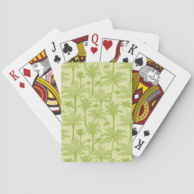Green Palm Trees Pattern Playing Cards (Back)