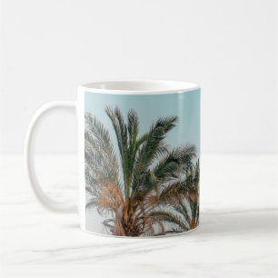 GREEN PALM TREES UNDER BLUE SKY COFFEE MUG