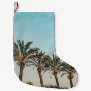GREEN PALM TREES UNDER BLUE SKY SMALL CHRISTMAS STOCKING