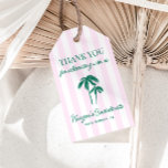 Green Palms Pink Stripes Gift Tags<br><div class="desc">The design features a charming preppy pink striped background that adds a touch of elegance and femininity, creating a vibrant and welcoming atmosphere. Adorning the design are green hand-drawn palm trees that evoke the lush beauty of Palm Springs, adding a playful, tropical flair. The mid-century modern inspired handwritten script font...</div>