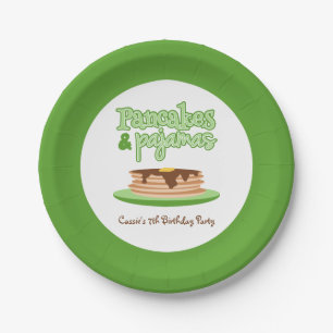Green Pancakes and Pyjamas Birthday Party Paper Plate