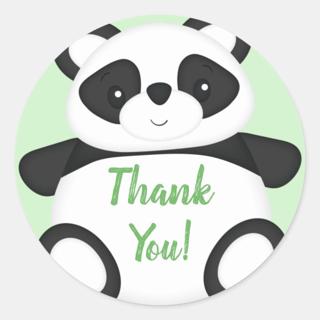 Green Panda Bear Baby Shower Classic Round Sticker (Front)