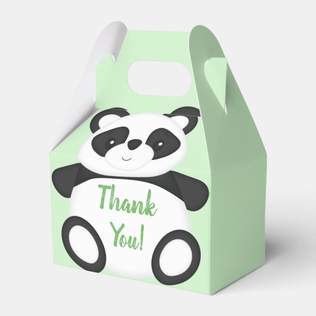 Green Panda Bear Baby Shower Favor Box (Front Side)