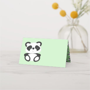 Green Panda Bear Baby Shower Place Card