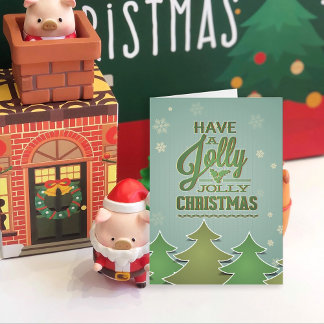 Green Paper Christmas Trees Holiday Card