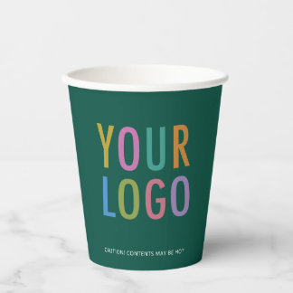 Green Paper Cups Custom Company Logo Branded 8 oz