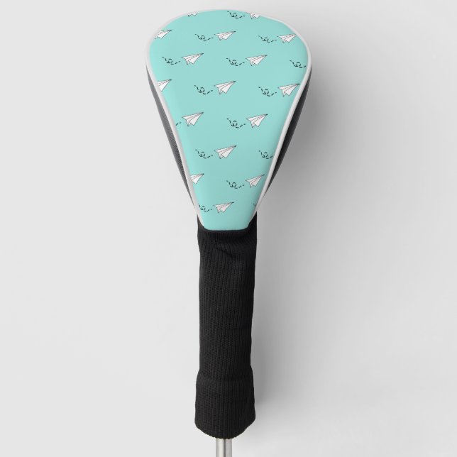 Green Paper Plane Pattern Golf Head Cover (Front)