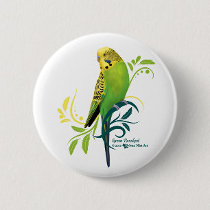 Green Parakeet 2 Inch Round Button
