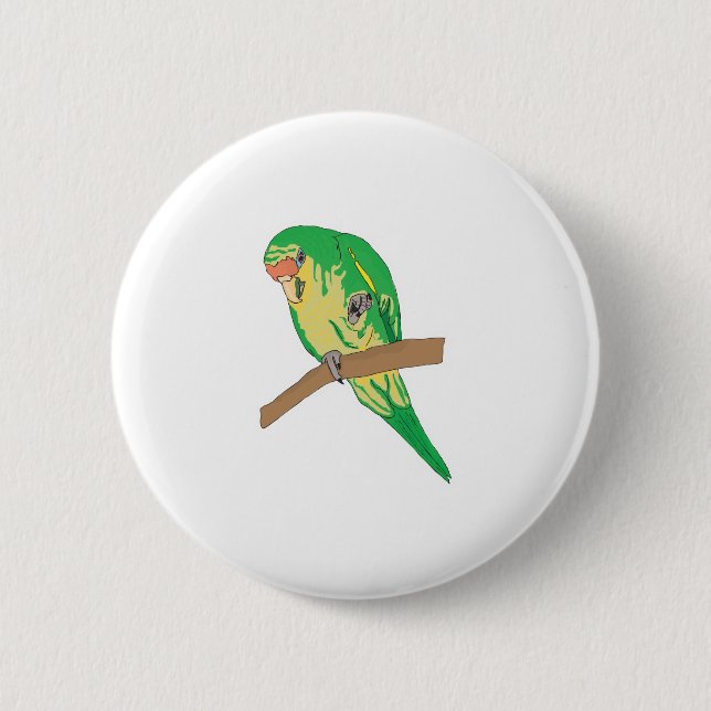 green parakeet 2 inch round button (Front)