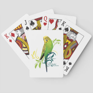 Green Parakeet Playing Cards