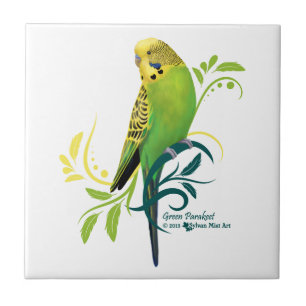 Green Parakeet Tile