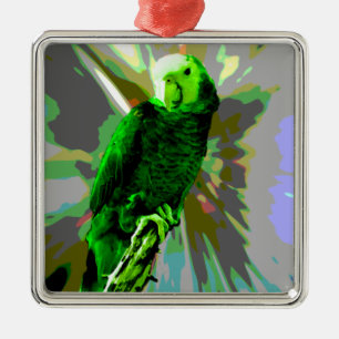 Green Parrot 6537 Metal Ornament