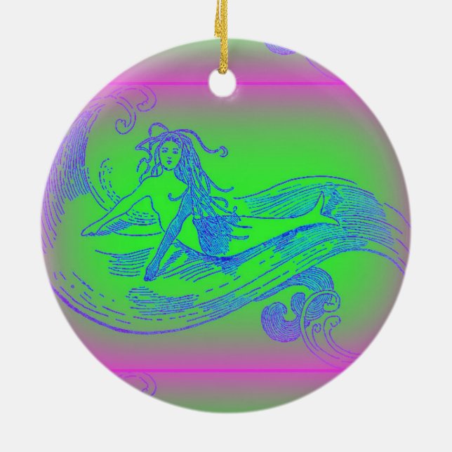 green parrot and mermaid ornament (Back)