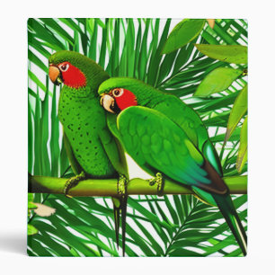 Green Parrot Couple in a Jungle Setting Binder