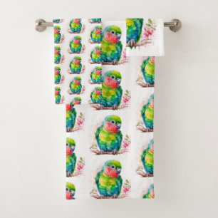 Green Parrot - Cute Baby Bird Bath Towel Set