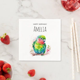 Green Parrot - Cute Baby Bird Birthday Napkin
