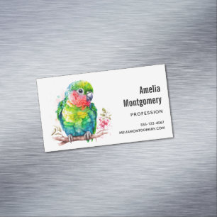 Green Parrot - Cute Baby Bird Magnetic Business Card