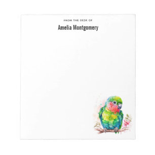 Green Parrot - Cute Baby Bird Notepad