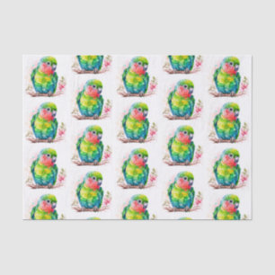 Green Parrot - Cute Baby Bird Pattern Tissue Paper