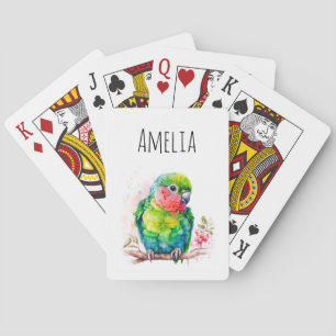 Green Parrot - Cute Baby Bird Playing Cards