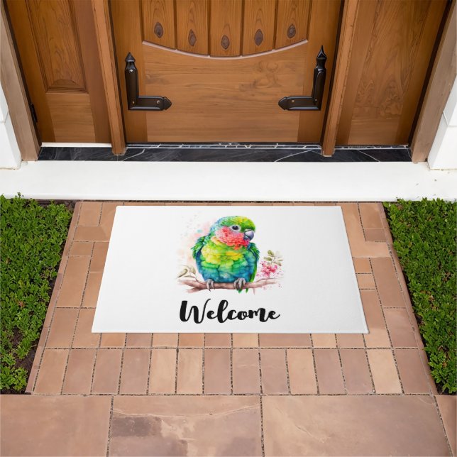 Green Parrot - Cute Baby Bird Welcome Doormat (Outdoor)