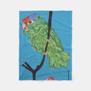 green parrot fleece blanket