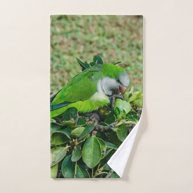 Green parrot hand towel (Hand Towel)