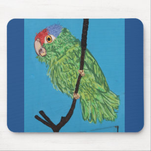 green parrot mousepad