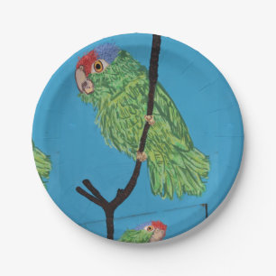 green parrot paper plates