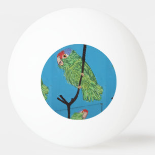 green parrot ping pong ball