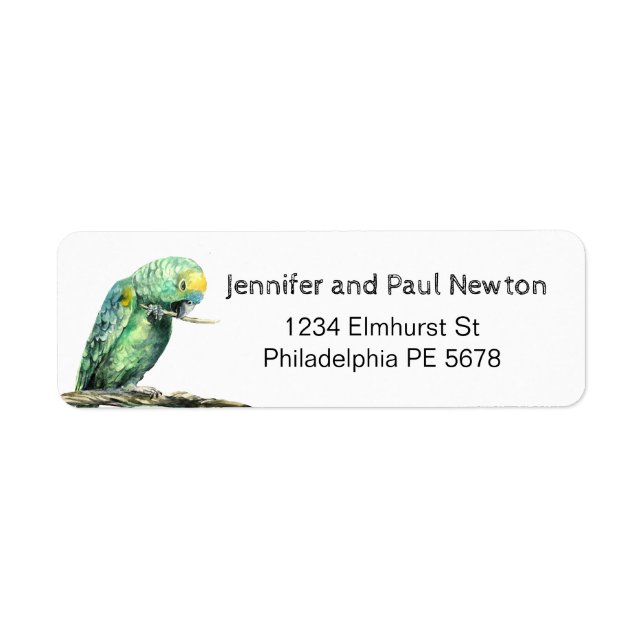 green parrot return address label (Front)