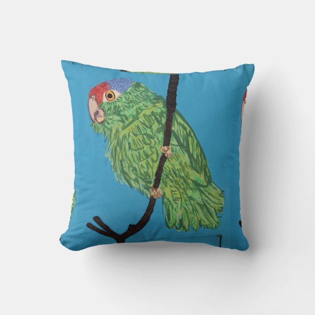 green parrot throw pillow (Front)