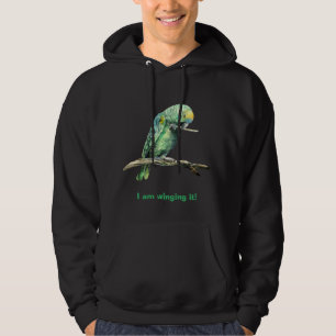 Green parrot winging it hoodie