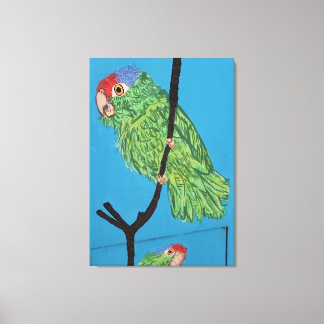 green parrot wrapped canvas (Front)