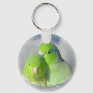 Green parrotlet pair keychain