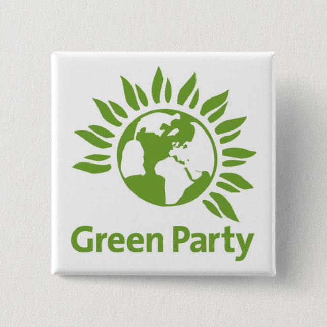 Green Party 2 Inch Square Button (Front)