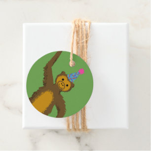 Green Party Animal Monkey Birthday Party Favour Tags