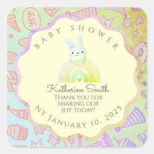 GREEN party donuts pastel babyshower BUNNY  Square Sticker