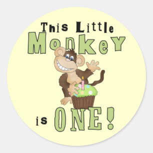 Green Party Monkey 1st Birthday Tshirts and Gifts Classic Round Sticker
