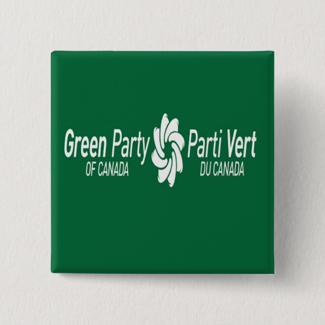 Green Party of Canada Parti Vert du Canada Logo 2 Inch Square Button (Front)