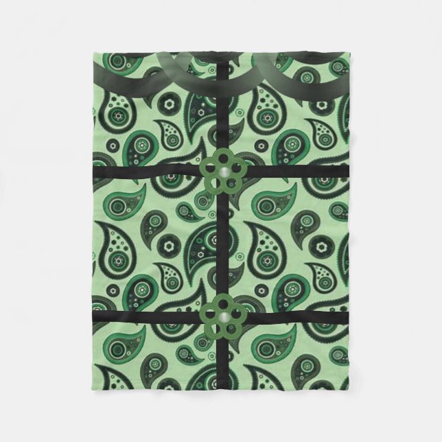 green pasley custom fleece blanket (Front)