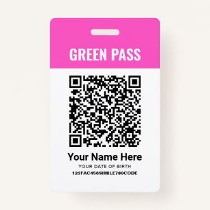 Green Pass Vaccination Certificate PVC Pink Badge