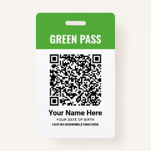 Green Pass Vaccination Certificate PVC Printed Badge
