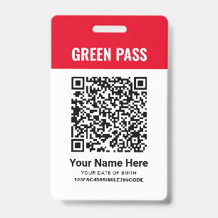 Green Pass Vaccination Certificate PVC Red Badge