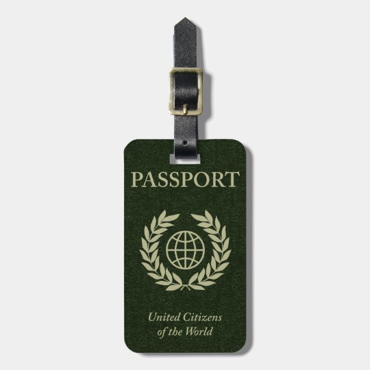 green passport luggage tag