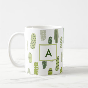 Green Pastel Abstract Monogram Coffee Mug